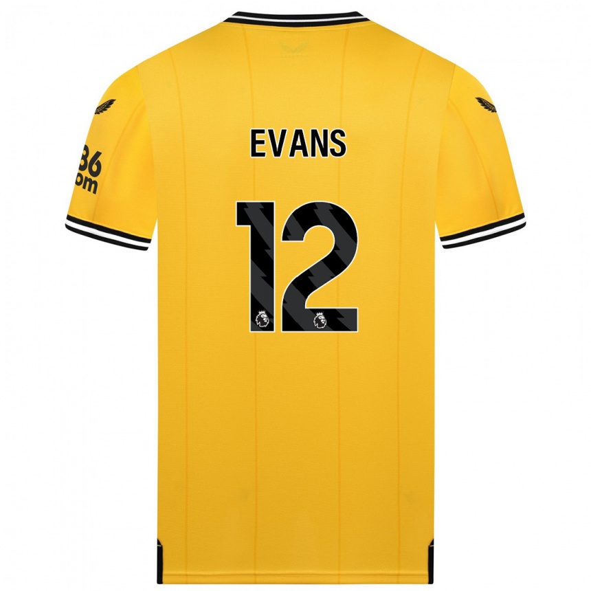 メンズフットボールケイト・エヴァンス#12黄色ホームシャツ2023/24ジャージーユニフォーム