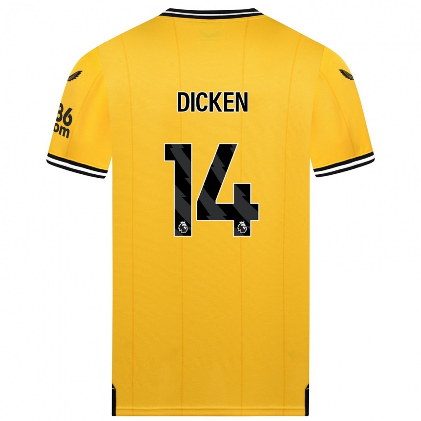 メンズフットボールエイミー・ディッケン#14黄色ホームシャツ2023/24ジャージーユニフォーム