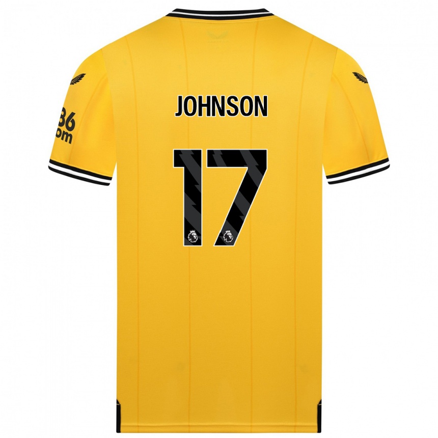 メンズフットボールケイティー・ジョンソン#17黄色ホームシャツ2023/24ジャージーユニフォーム