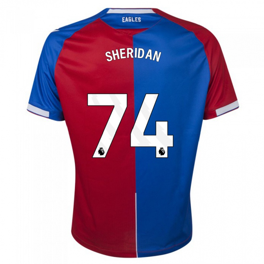 メンズフットボールJoe Sheridan#74赤青ホームシャツ2023/24ジャージーユニフォーム