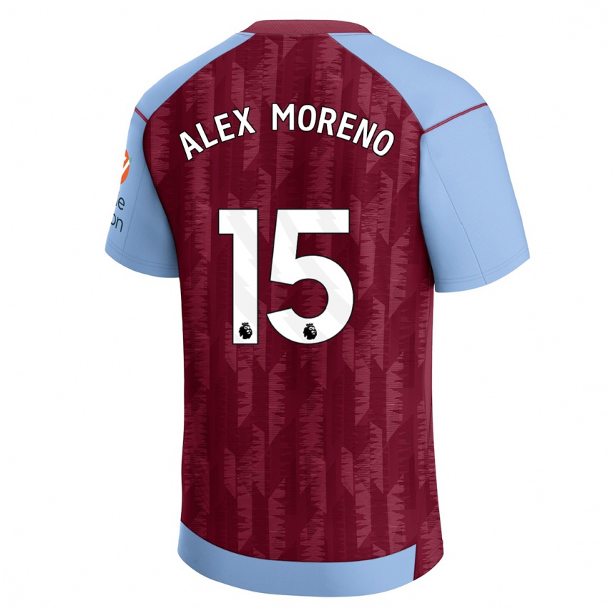 メンズフットボールアレックス・モレノ#15クラレットブルーホームシャツ2023/24ジャージーユニフォーム