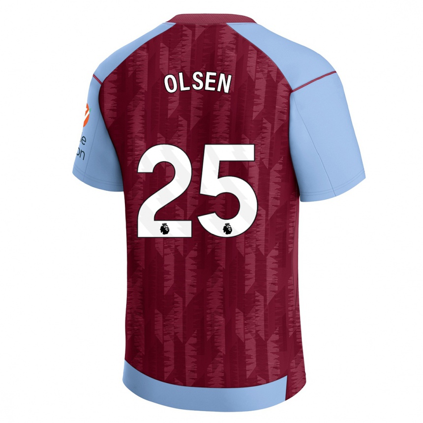 メンズフットボールロビン・オルセン#25クラレットブルーホームシャツ2023/24ジャージーユニフォーム