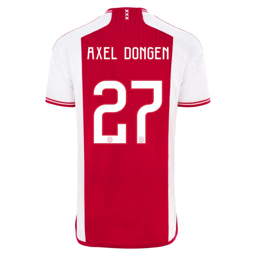 メンズフットボールアモリーショ・ヴァン・アクセル・ドンゲン#27赤白ホームシャツ2023/24ジャージーユニフォーム