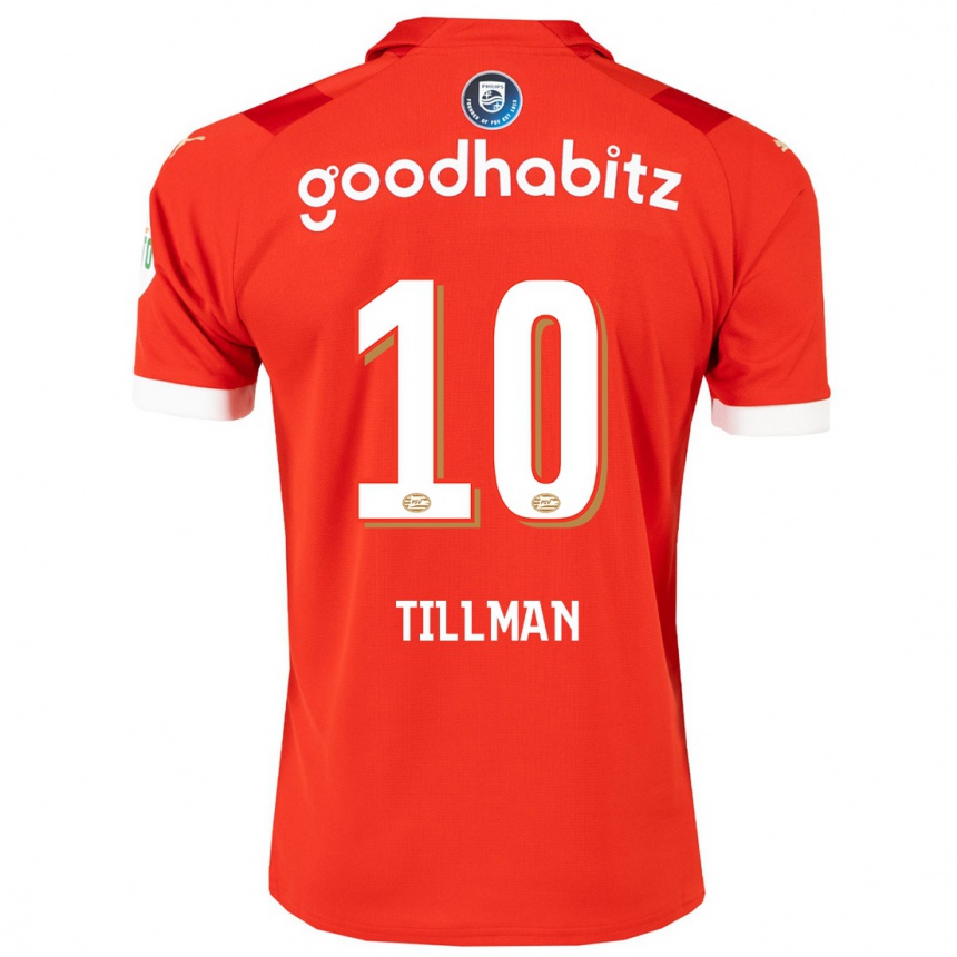 メンズフットボールマリク・ティルマン#10赤ホームシャツ2023/24ジャージーユニフォーム