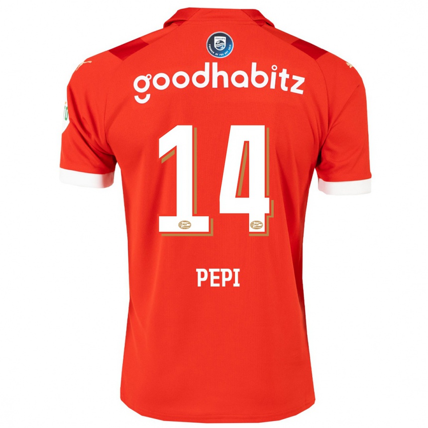 メンズフットボールリカルド・ペピ#14赤ホームシャツ2023/24ジャージーユニフォーム