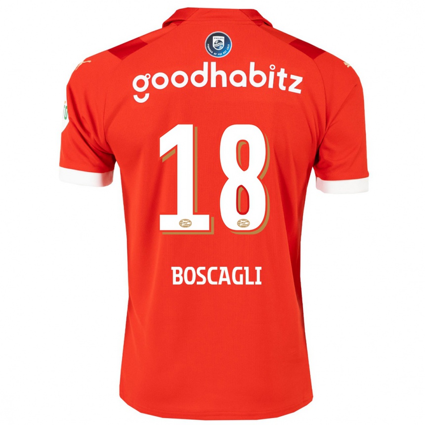 メンズフットボールオリヴィエ・ボスカリ#18赤ホームシャツ2023/24ジャージーユニフォーム