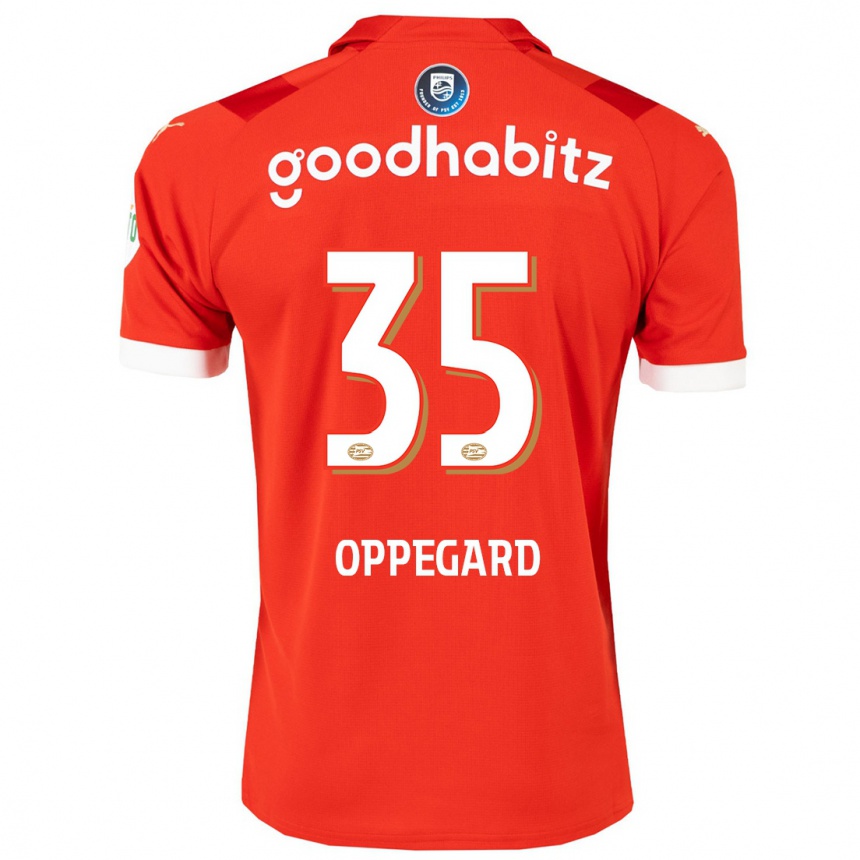 メンズフットボールフレドリック・オペガード#35赤ホームシャツ2023/24ジャージーユニフォーム