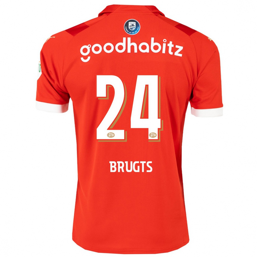 メンズフットボールエスミー・ブルグツ#24赤ホームシャツ2023/24ジャージーユニフォーム