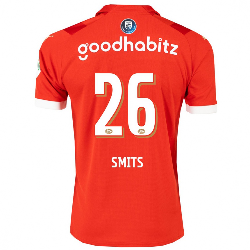 メンズフットボールイーフ・スミッツ#26赤ホームシャツ2023/24ジャージーユニフォーム