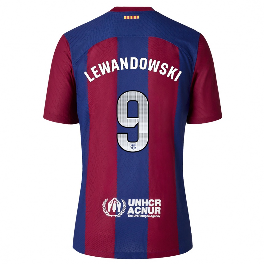 メンズフットボールロベルト・レヴァンドフスキ#9赤青ホームシャツ2023/24ジャージーユニフォーム