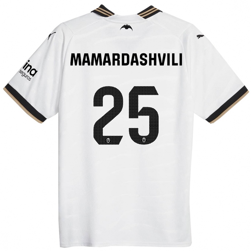 メンズフットボールギオルギ・ママルダシュヴィリ#25白ホームシャツ2023/24ジャージーユニフォーム