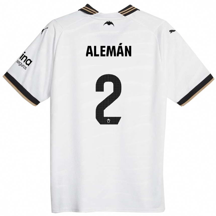 メンズフットボールカルロス・アレマン#2白ホームシャツ2023/24ジャージーユニフォーム