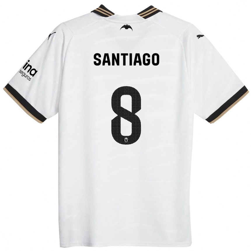 メンズフットボールヘスス・サンティアゴ#8白ホームシャツ2023/24ジャージーユニフォーム
