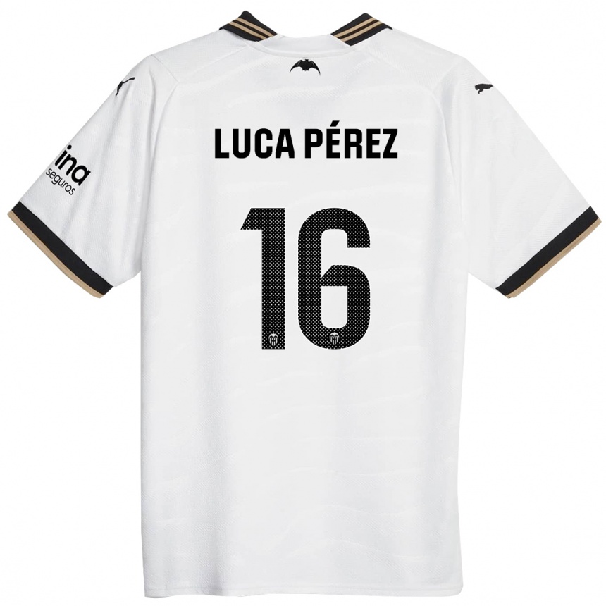 メンズフットボールシモン・ルカ・ペレス・ゴンサレス#16白ホームシャツ2023/24ジャージーユニフォーム