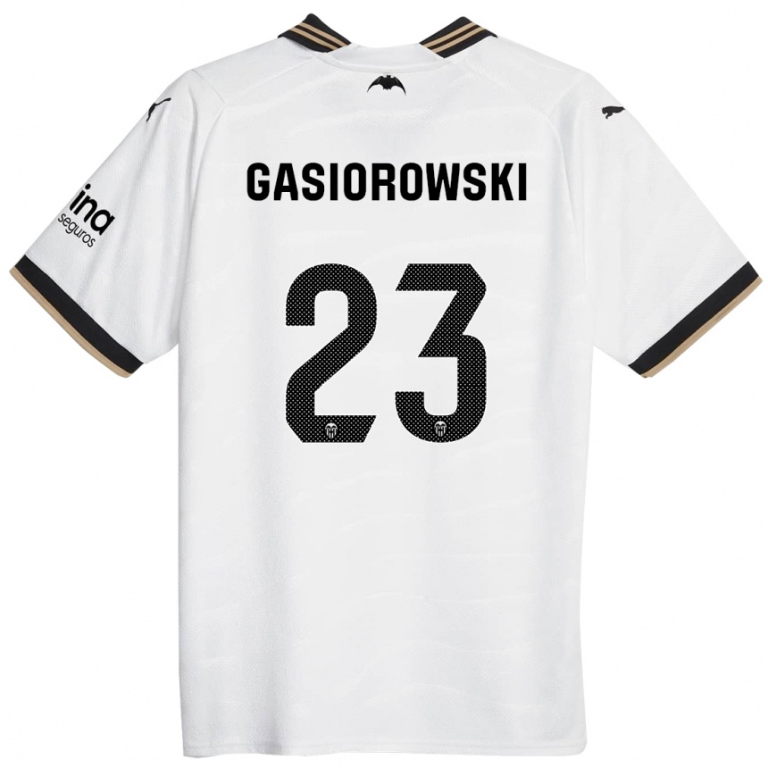 メンズフットボールヤレク・ガシオロウスキー#23白ホームシャツ2023/24ジャージーユニフォーム