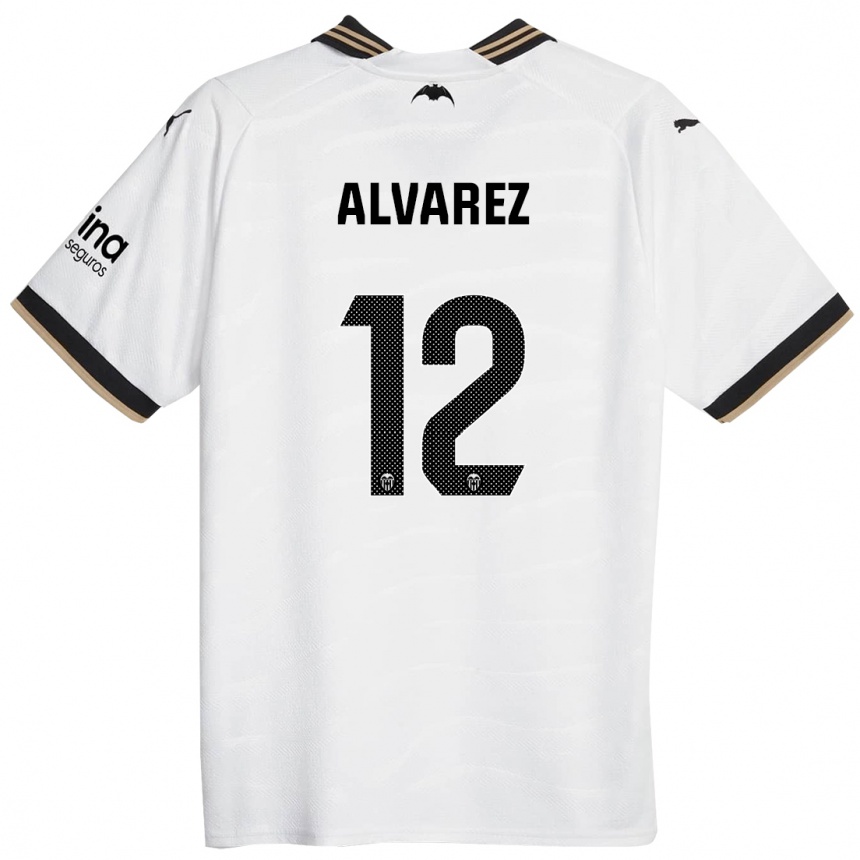 メンズフットボールソフィア・アルバレス#12白ホームシャツ2023/24ジャージーユニフォーム