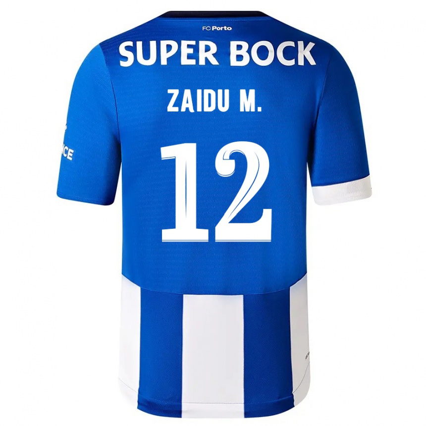 メンズフットボールザイドゥ・サヌーシ#12ブルーホワイトホームシャツ2023/24ジャージーユニフォーム