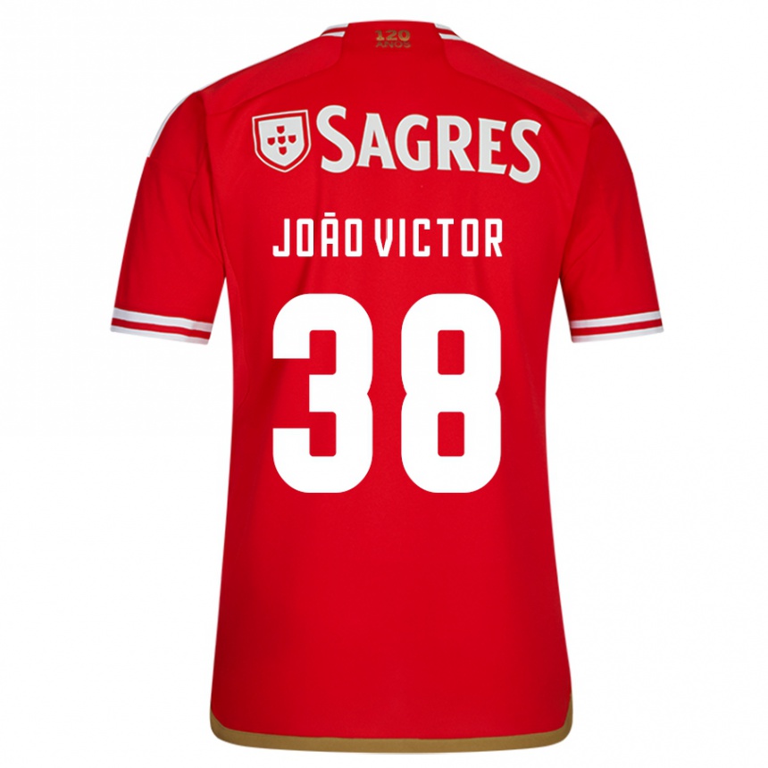 メンズフットボールジョアン・ヴィクトール#38赤ホームシャツ2023/24ジャージーユニフォーム