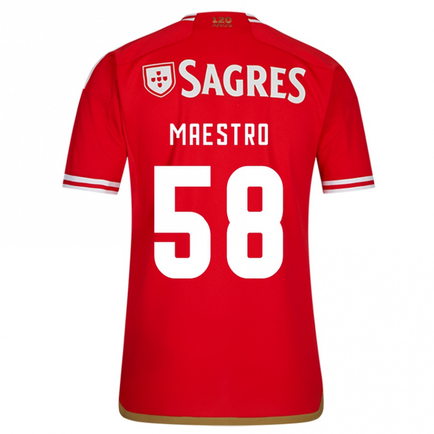 メンズフットボールマエストロ#58赤ホームシャツ2023/24ジャージーユニフォーム