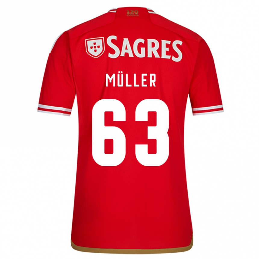メンズフットボールホセ・ミュラー#63赤ホームシャツ2023/24ジャージーユニフォーム