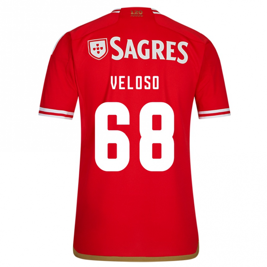メンズフットボールジョアン・ヴェローゾ#68赤ホームシャツ2023/24ジャージーユニフォーム