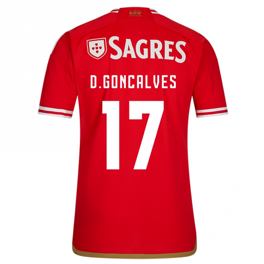 メンズフットボールディオゴ・ゴンサウヴェス#17赤ホームシャツ2023/24ジャージーユニフォーム