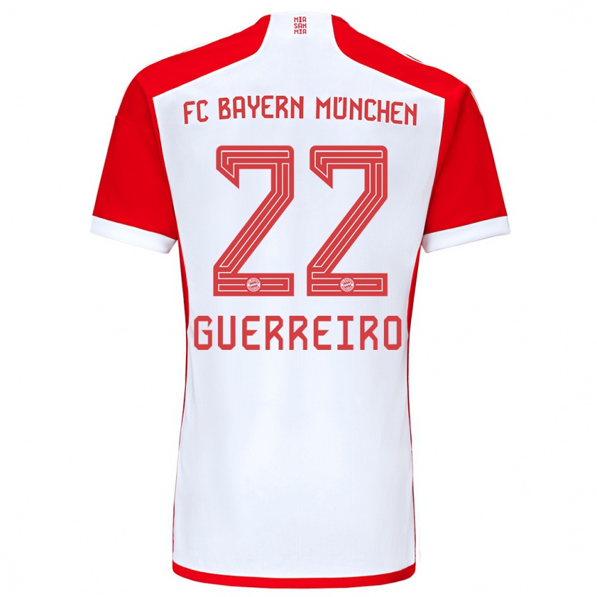 メンズフットボールラファエル・ゲレイロ#22赤白ホームシャツ2023/24ジャージーユニフォーム