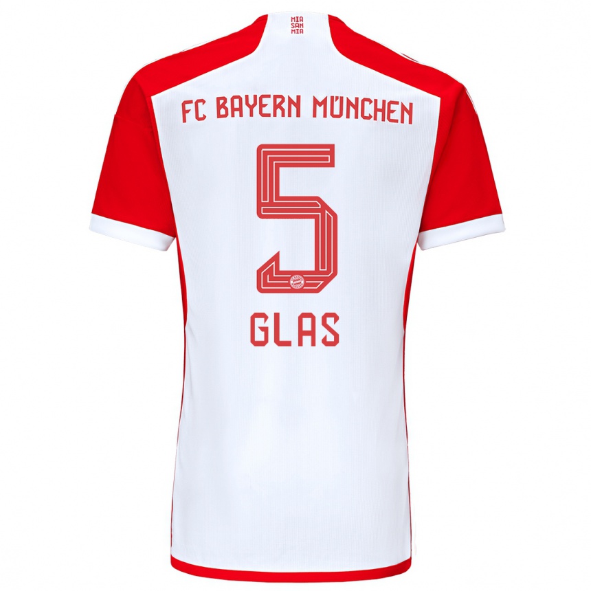 メンズフットボールハンナ・グラス#5赤白ホームシャツ2023/24ジャージーユニフォーム