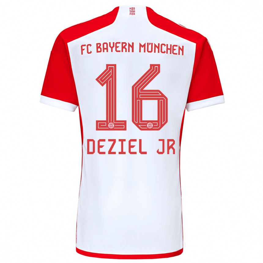 メンズフットボールロバートデジエルジュニア#16赤白ホームシャツ2023/24ジャージーユニフォーム