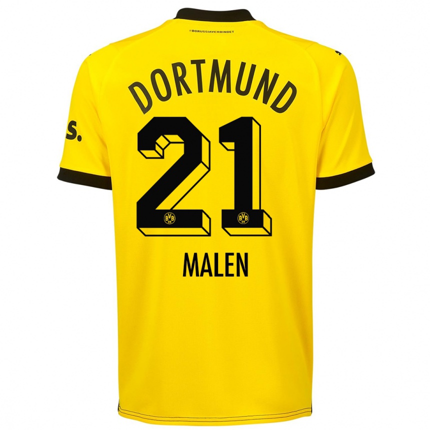 メンズフットボールドニエル・マレン#21黄色ホームシャツ2023/24ジャージーユニフォーム