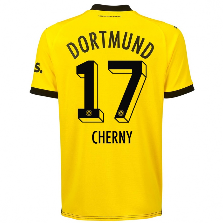 メンズフットボールニック・チャーニー#17黄色ホームシャツ2023/24ジャージーユニフォーム