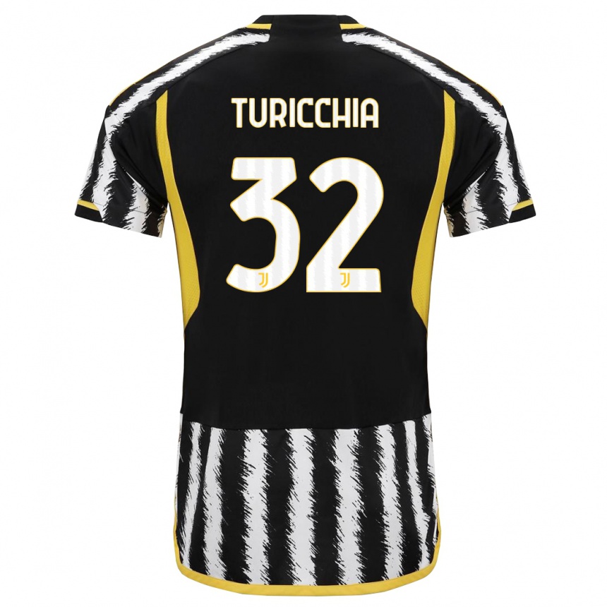 メンズフットボールリカルド・トゥリッキア#32黒、白ホームシャツ2023/24ジャージーユニフォーム