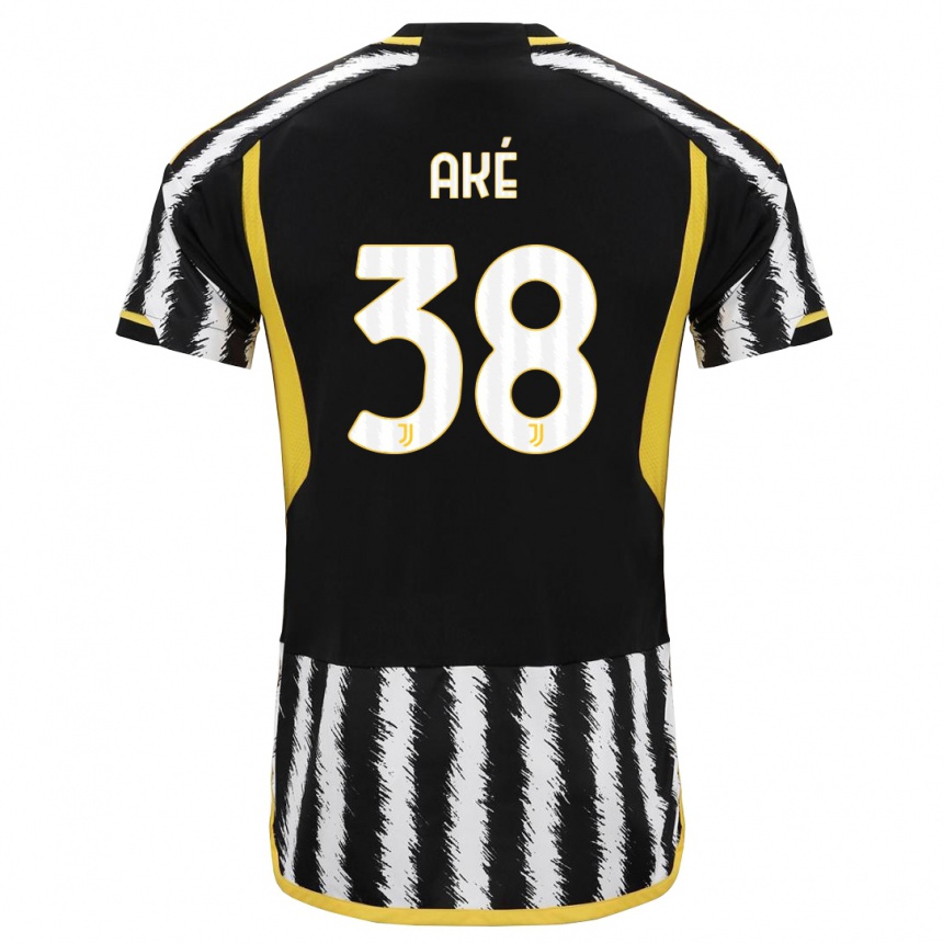 メンズフットボールマルレー・アケ#38黒、白ホームシャツ2023/24ジャージーユニフォーム