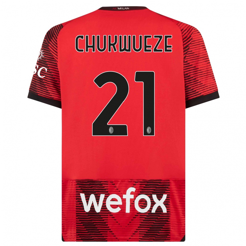 メンズフットボールサムエル・チュクウェゼ#21赤、黒ホームシャツ2023/24ジャージーユニフォーム