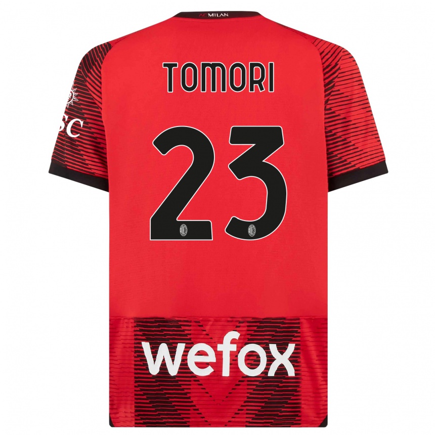 メンズフットボールフィカヨ・トモリ#23赤、黒ホームシャツ2023/24ジャージーユニフォーム