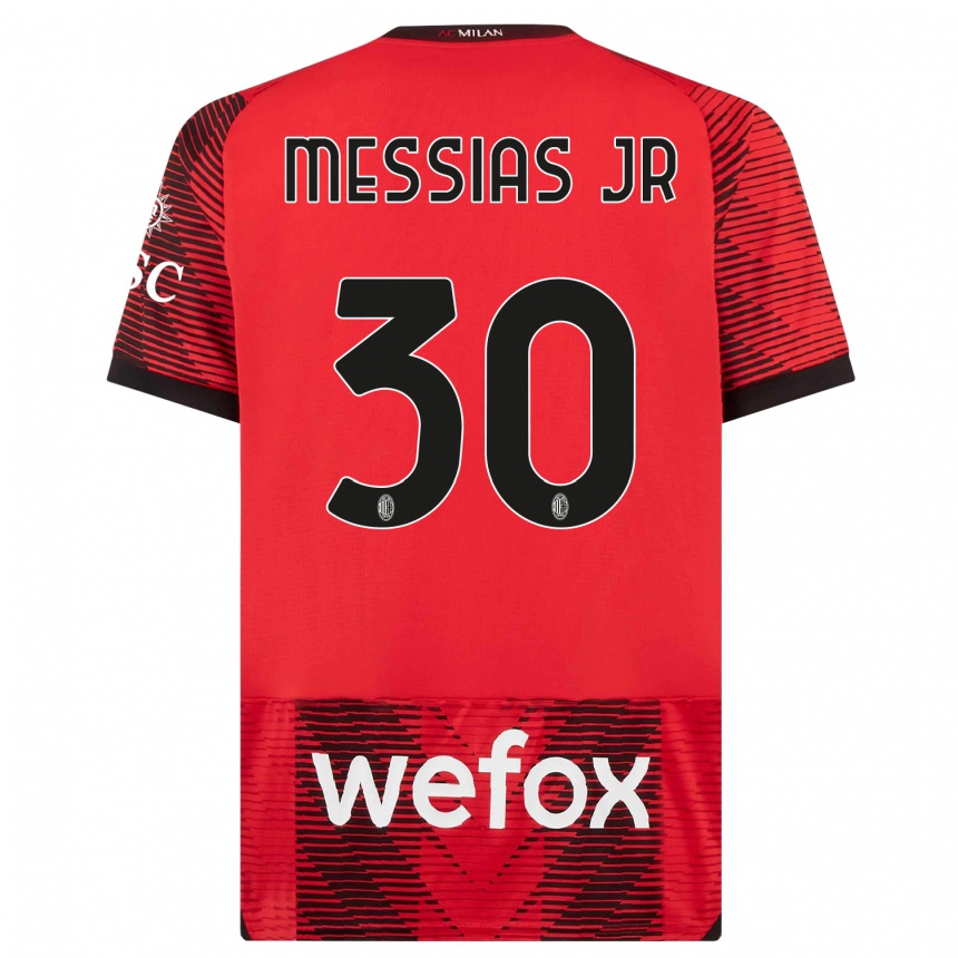 メンズフットボールジュニオール・ウォルター・メシアス#30赤、黒ホームシャツ2023/24ジャージーユニフォーム