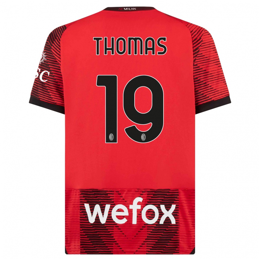 メンズフットボールリンジー・トーマス#19赤、黒ホームシャツ2023/24ジャージーユニフォーム