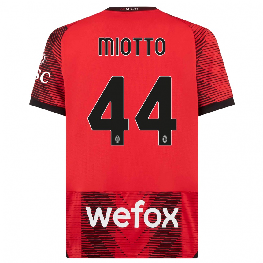 メンズフットボールジョルジア・ミオット#44赤、黒ホームシャツ2023/24ジャージーユニフォーム