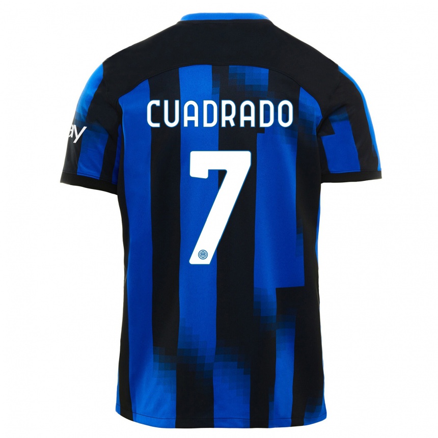 メンズフットボールフアン・クアドラード#7ブラックブルーホームシャツ2023/24ジャージーユニフォーム