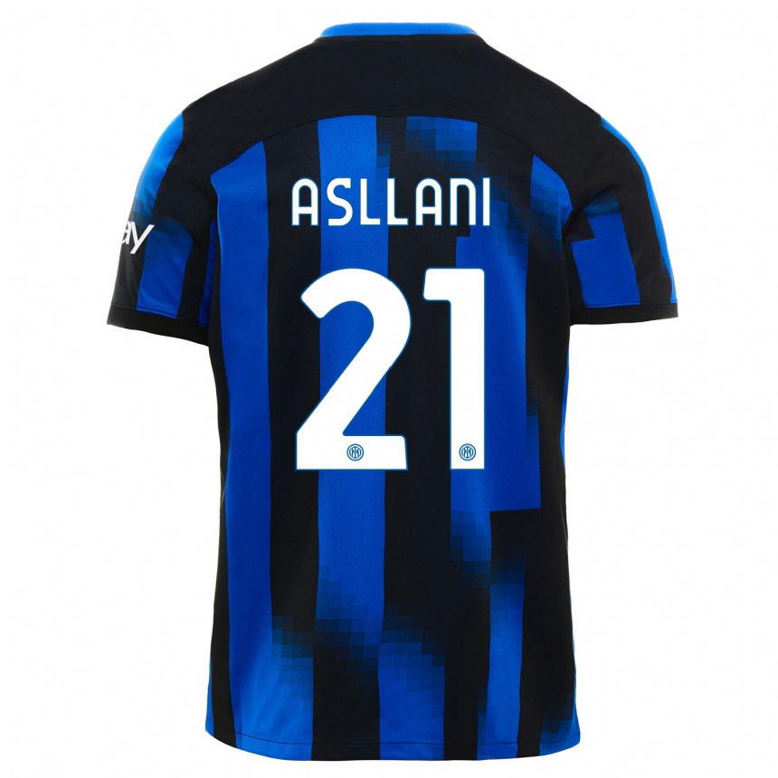 メンズフットボールクリスティアン・アスラニ#21ブラックブルーホームシャツ2023/24ジャージーユニフォーム