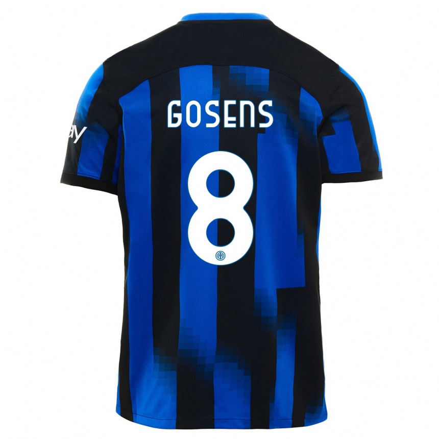 メンズフットボールロビン・ゴセンス#8ブラックブルーホームシャツ2023/24ジャージーユニフォーム