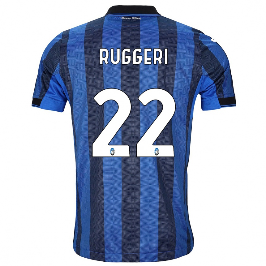 メンズフットボールマッテオ・ルッジェーリ#22ブラックブルーホームシャツ2023/24ジャージーユニフォーム