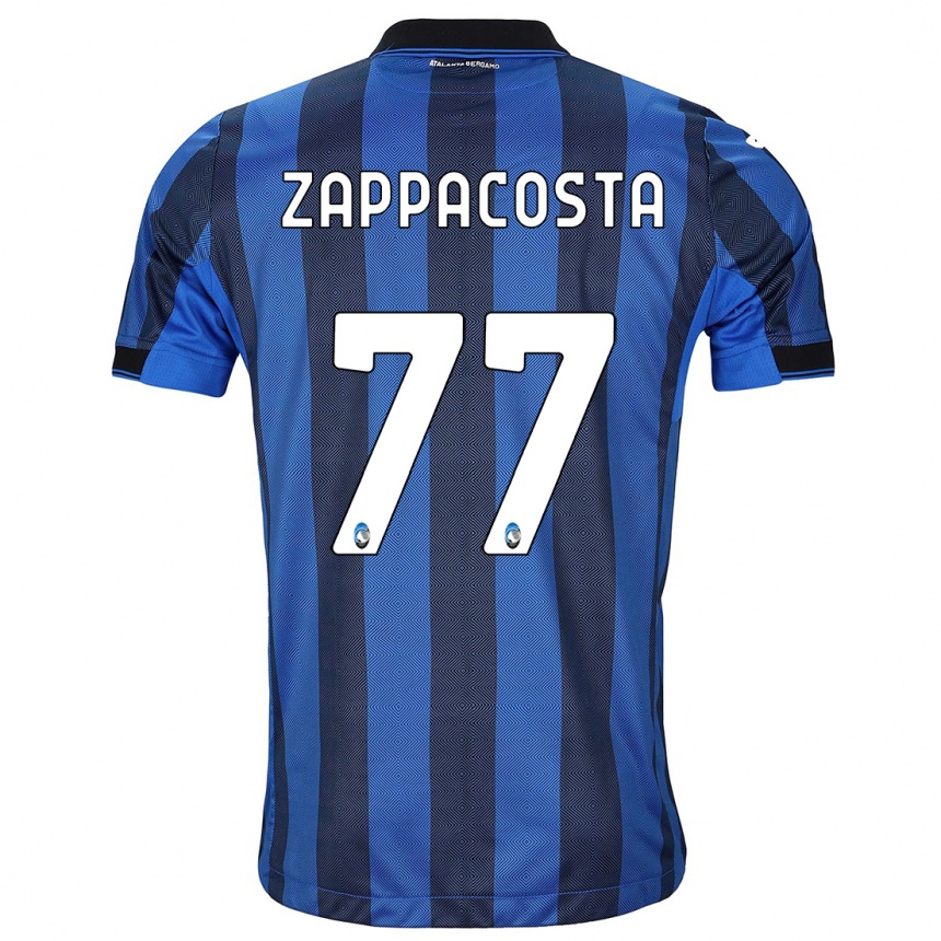 メンズフットボールダヴィデ・ザッパコスタ#77ブラックブルーホームシャツ2023/24ジャージーユニフォーム