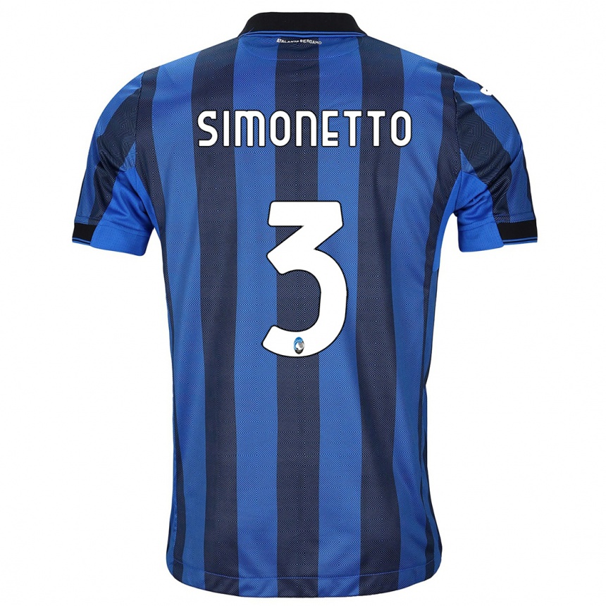 メンズフットボールフェデリコ・シモネット#3ブラックブルーホームシャツ2023/24ジャージーユニフォーム
