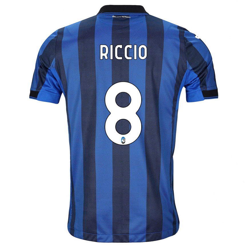 メンズフットボールロレンツォ・リッチョ#8ブラックブルーホームシャツ2023/24ジャージーユニフォーム