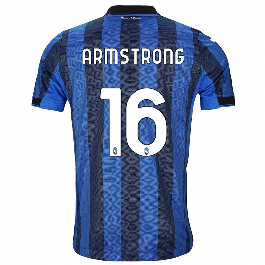 メンズフットボールダニエル・アームストロング#16ブラックブルーホームシャツ2023/24ジャージーユニフォーム
