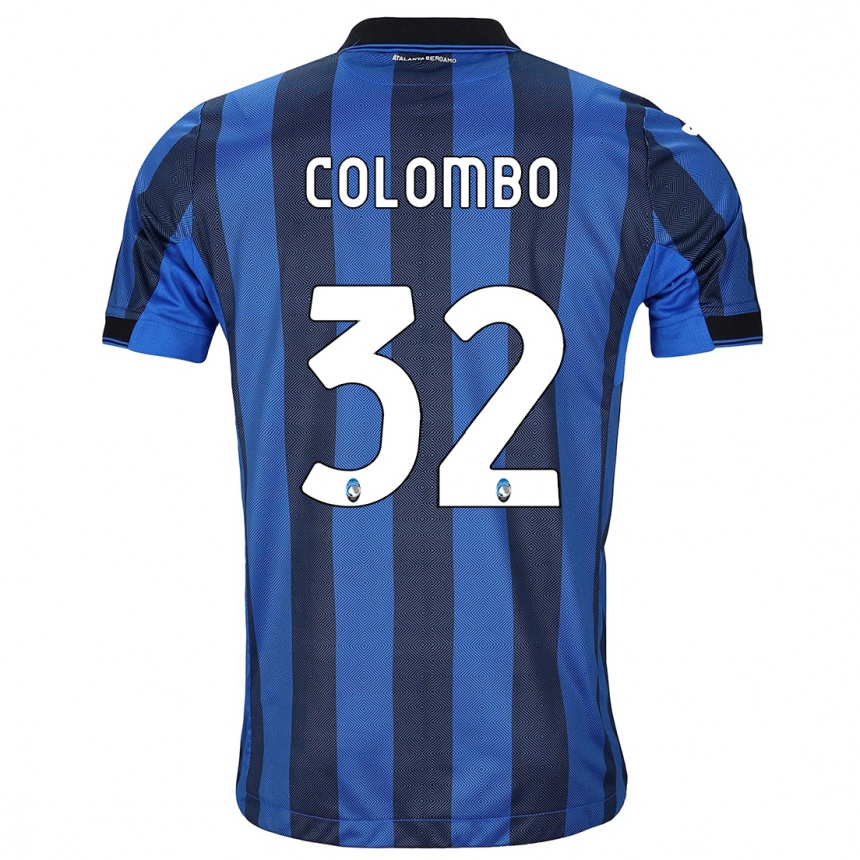 メンズフットボールマテオ・コロンボ#32ブラックブルーホームシャツ2023/24ジャージーユニフォーム