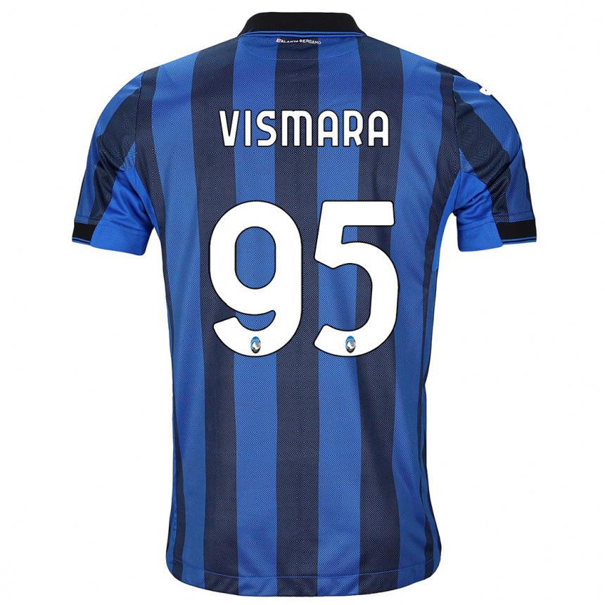 メンズフットボールパオロ・ヴィスマラ#95ブラックブルーホームシャツ2023/24ジャージーユニフォーム