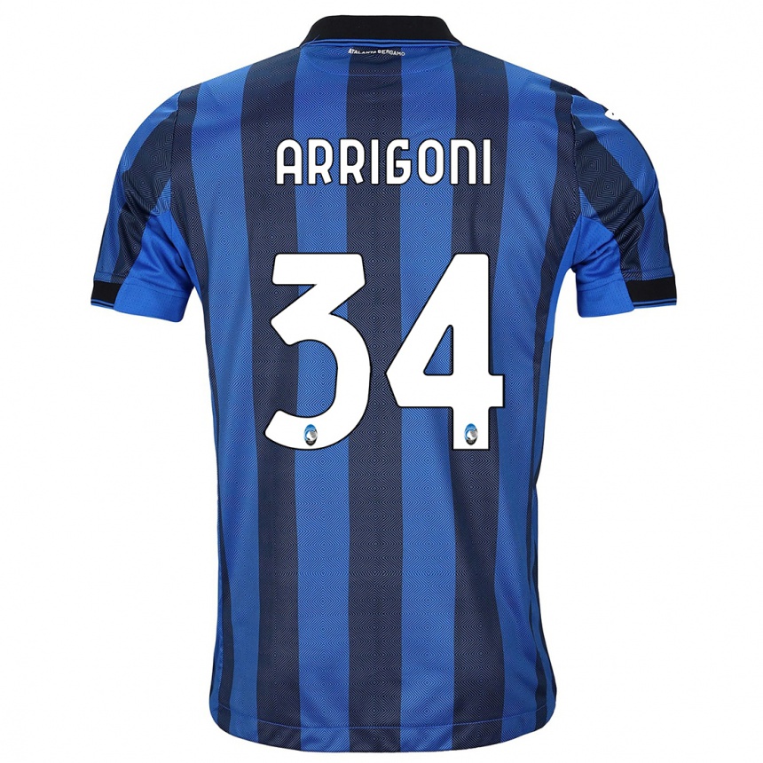 メンズフットボールマティア・アリゴーニ#34ブラックブルーホームシャツ2023/24ジャージーユニフォーム