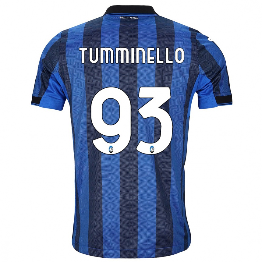 メンズフットボールマルコ・トゥミネッロ#93ブラックブルーホームシャツ2023/24ジャージーユニフォーム